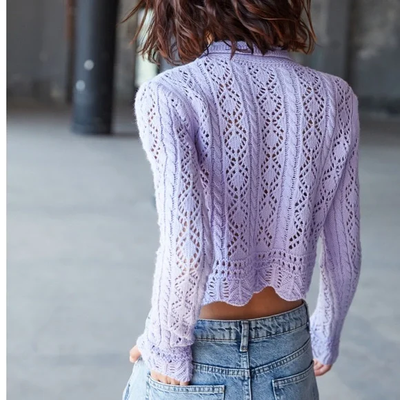 Long Sleeve Crop Knit Cardigan - Picture 5 of 5